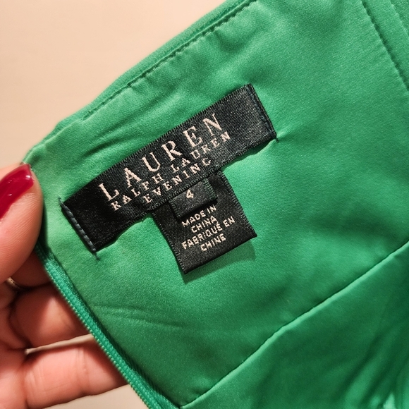 LAUREN By Ralph Lauren Evening Green Strappy  Cocktail Dress size 4 - Picture 9 of 10
